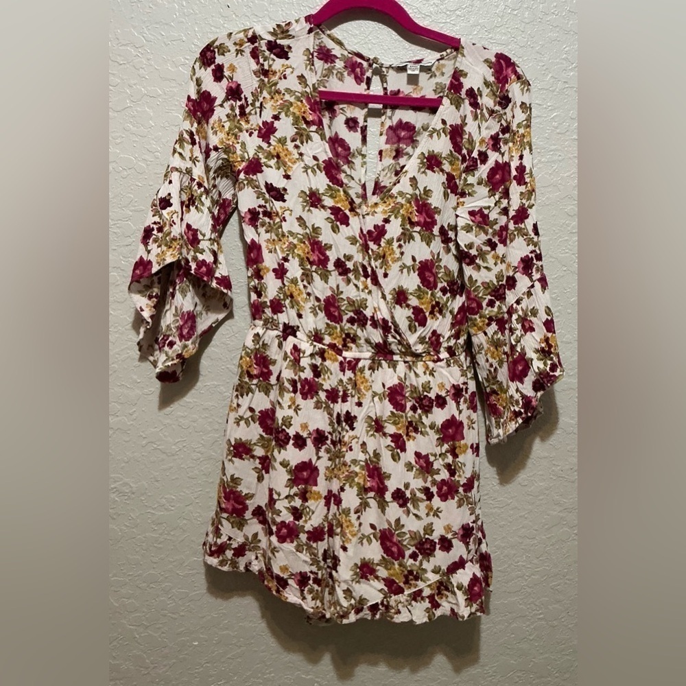 American Eagle Floral Bell Sleeve Romper